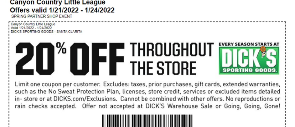 DICK's Sporting Goods Discount Weekend for CCLL Families