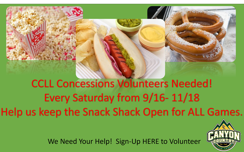 Snack Bar Volunteers Needed! 